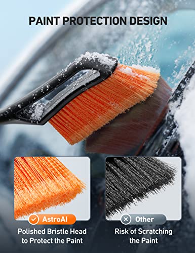 AstroAI 27 Inch Snow Brush and Detachable Ice Scraper with Ergonomic Foam Grip for Cars, Trucks, SUVs (Heavy Duty ABS, PVC Brush)