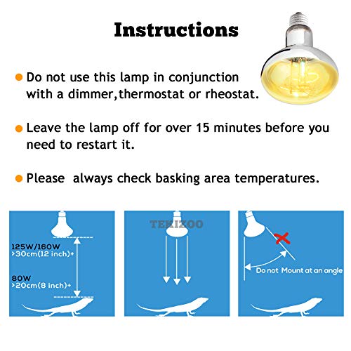 TEKIZOO UVA UVB Sun Lamp High Intensity Self-Ballasted Heat Basking Lamp/Light/Bulb for Reptile and Amphibian (125W)