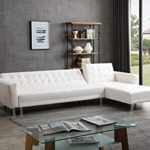 Greatime Faux Leather Reversible Sleeper Sofa & Chaise/Leatherette Convertible Section Sofa