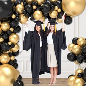 JOYYPOP 134pcs Black and Gold Balloon Garland Arch Kit Black and Gold Party Decorations for Graduation Party New Years Birthday Anniversary Party Decorations