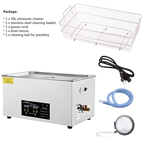 Kaimashi Ultrasonic Cleaner 30L Large Ultrasonic Cleaning Machine SUS 304 with Digital Timer and Heater