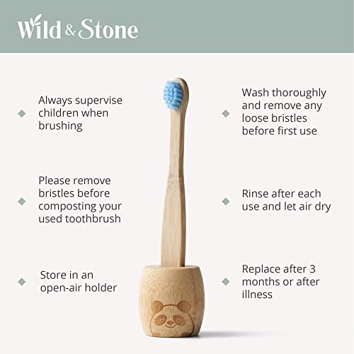 Wild & Stone Organic Children's Bamboo Toothbrush | 4 Pack Candy Colour | Soft Fibre Bristles | 100% Biodegradable Handle | BPA Free | Vegan Eco Friendly Kids Toothbrushes