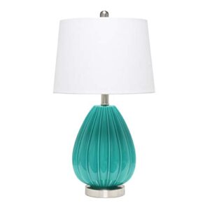 elegant designs lt3320-tel teal creased table lamp with fabric shade