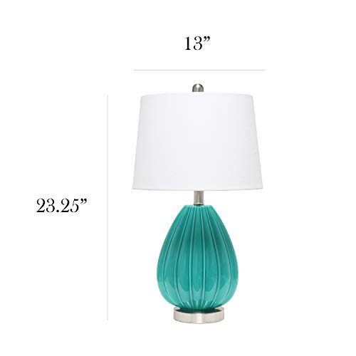 Elegant Designs LT3320-TEL Teal Creased Table Lamp with Fabric Shade