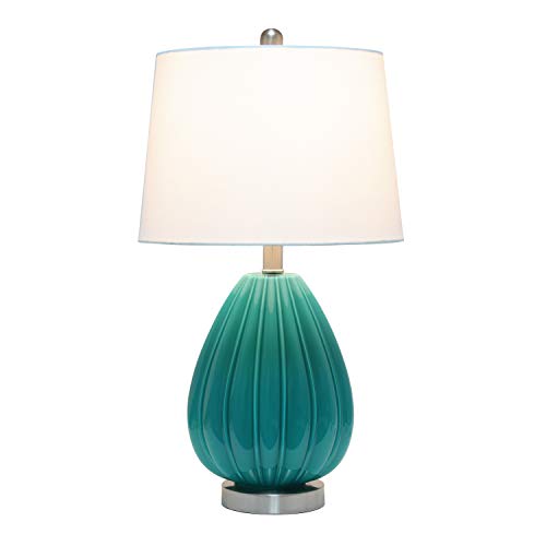 Elegant Designs LT3320-TEL Teal Creased Table Lamp with Fabric Shade