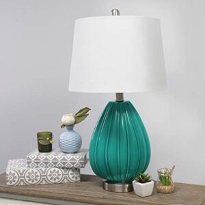 Elegant Designs LT3320-TEL Teal Creased Table Lamp with Fabric Shade