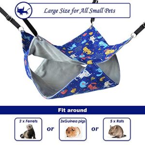 HOMEYA Pet Small Animal Hanging Hammock, Bunkbed Hammock Toy for Ferret Hamster Parrot Rat Guinea-Pig Mice Chinchilla Flying Squirrel Sleep Nap Sack Cage Swinging Bed Hideout (Small Cat Pattern)