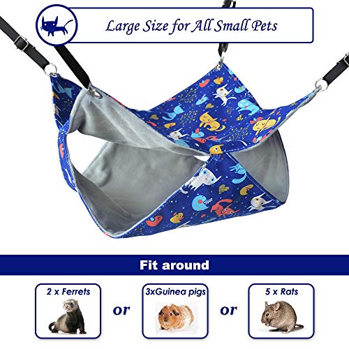 HOMEYA Pet Small Animal Hanging Hammock, Bunkbed Hammock Toy for Ferret Hamster Parrot Rat Guinea-Pig Mice Chinchilla Flying Squirrel Sleep Nap Sack Cage Swinging Bed Hideout (Small Cat Pattern)