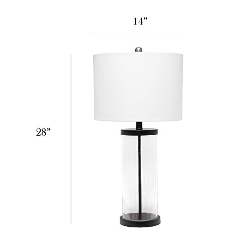 Elegant Designs LT3323-BLK Modern Coastal Style Enclosed Clear Glass Metal Table Lamp, Black