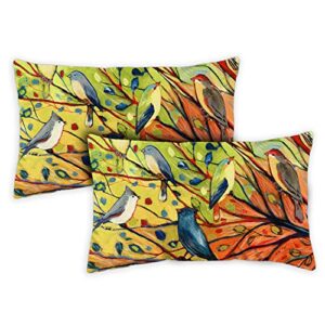 toland home garden tree birds 12 x 19 inch indoor, pillow case only (2-pack) 2 count