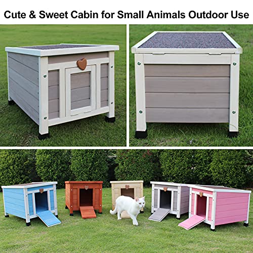 Rockever Cat House Outside, Feral Cat House Outdoor Weatherproof Rabbit Hutch Small, Wooden Small Pet House and Habitats