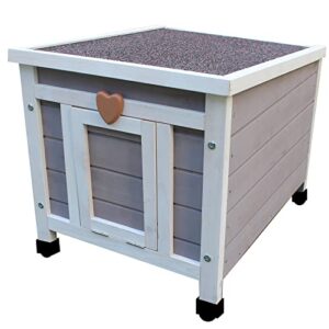 Rockever Cat House Outside, Feral Cat House Outdoor Weatherproof Rabbit Hutch Small, Wooden Small Pet House and Habitats