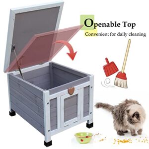 Rockever Cat House Outside, Feral Cat House Outdoor Weatherproof Rabbit Hutch Small, Wooden Small Pet House and Habitats