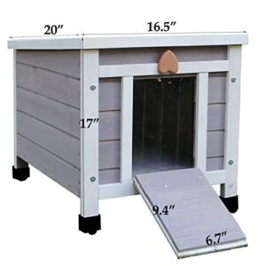 Rockever Cat House Outside, Feral Cat House Outdoor Weatherproof Rabbit Hutch Small, Wooden Small Pet House and Habitats