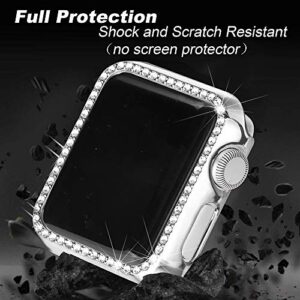 Secbolt 40mm Case Compatible with Apple Watch Band, Bling Full Cover Bumper Protective Frame Screen Protector for iWatch SE Series 6/5/4, Silver(40mm)