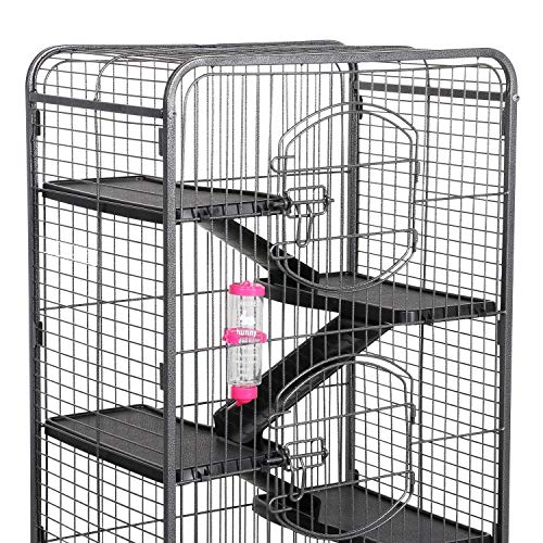 Topeakmart Large 6-Tier Ferret Cage Playpen, 52 Inch Metal Small Animals Hutch with 3 Doors/Bowl/Water Bottle/Tray, Rolling Pet Home for Lovely Chinchilla/Squirrel, Black, Easy Assembly