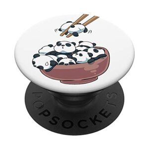 japanese panda bears ramen noodle bowl popsockets popgrip: swappable grip for phones & tablets