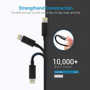 Nikolable Lightning Cable Certified iPhone Charger 3Pack 6ft Lighting to USB A Charging Cord Compatible with iPhone 14 13 12 11 Pro Max XS XR 8 Plus 7 Plus 6s Plus 5S iPad Pro and More, Black