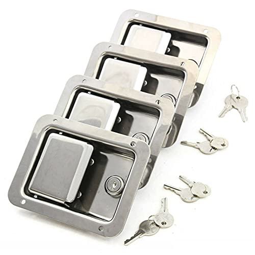 4PCS Auto Car Truck Trailer Door Tool Box Lock Latch w/Gasket, 304 Stainless Steel Keys Camper RV Truck Toolbox