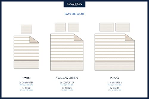 Nautica - King Size Comforter Set, Cotton Reversible Bedding with Matching Shams, Ideal Home Decor for All Seasons (Saybrook Beige, King)