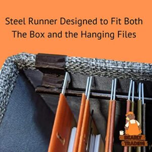 Linen File Storage Box Includes 10 Legal Hanging Files - Collapsible Easy Filing Organizer with Lid - Steel Glides Fit Perfectly (Legal Size)