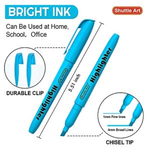 Shuttle Art Highlighters, 30 Pack Blue Highlighters Bright Colors, Chisel Tip Dry-Quickly Non-Toxic Highlighter markers for Adults Kids Highlighting in the Home School Office