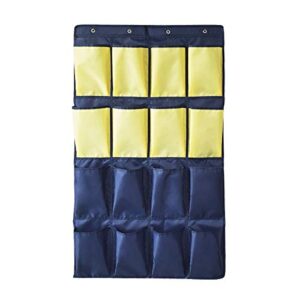 heytoo over the door shoe organizer 16 large oxford fabric pockets accessory storage hanging narrow closet wall navy and yellow