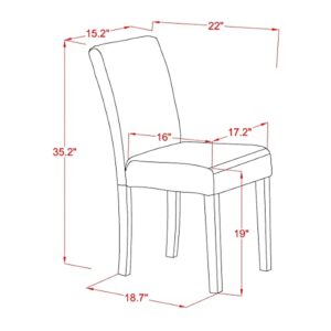 East West Furniture DLAB3-OAK-04 3Pc Round 42" Dining Room Table With Two 9-Inch Drop Leaves And 2 Parson Chair With Oak Leg And Linen Fabric Light Fawn, 3 Pieces