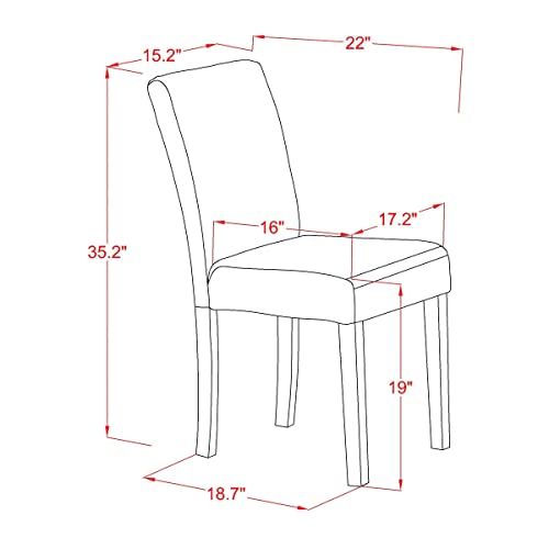 East West Furniture DLAB3-OAK-04 3Pc Round 42" Dining Room Table With Two 9-Inch Drop Leaves And 2 Parson Chair With Oak Leg And Linen Fabric Light Fawn, 3 Pieces