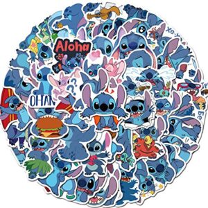 50Pcs Lilo & Stitch Stickers Waterproof Vinyl Stickers for Water Bottle Luggage Bike Car Decals (Stitch)