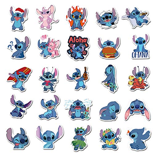 50Pcs Lilo & Stitch Stickers Waterproof Vinyl Stickers for Water Bottle ...