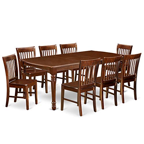 East West Furniture DONO9-MAH-W, 9-Piece