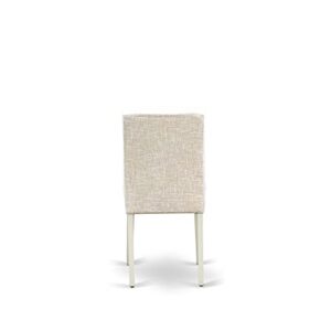 East West Furniture ANAB5-LWH-02 5Pc Round 36" Table and 4 Parson Chair White Leg and Linen Fabric Light Beige