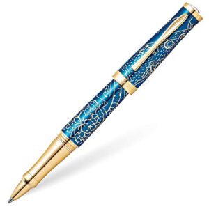 cross sauvage 2020 year of the rat special edition translucent blue lacquer w/23kt gold plated inlays and appointments rollerball pen