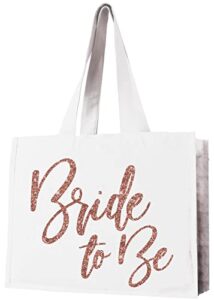 rhinestonesash rose gold bride bag - jumbo size 18" x 14" glam bride to be wedding tote bag- bridal gift totes, bridal shower gifts tote(glamb2b rsg) wht