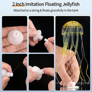 Uniclife 4 Pack Fish Tank Decorations Glowing Effect Aquarium Décor Small Silicone Artificial Jellyfish Coral Plant Ornament