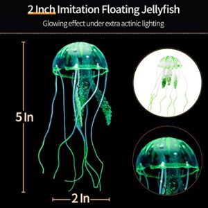 Uniclife 4 Pack Fish Tank Decorations Glowing Effect Aquarium Décor Small Silicone Artificial Jellyfish Coral Plant Ornament