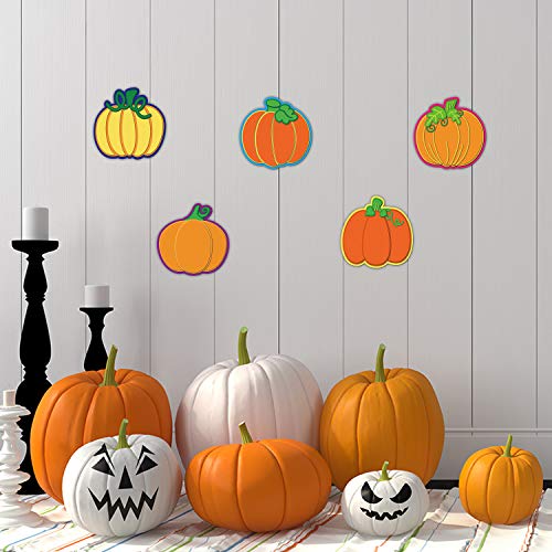 40 Pieces Pumpkin Cutouts Classroom Decoration Pumpkin Cutouts with Glue Point Dots for Bulletin Board Classroom School Fall Theme Thanksgiving Party, 5.9 x 5.9 Inch