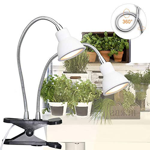 ACKE-Grow-Light-Plant-Light Sunlike Gooseneck Growing Lamps Dual Head with Clamp for Indoor Plants…