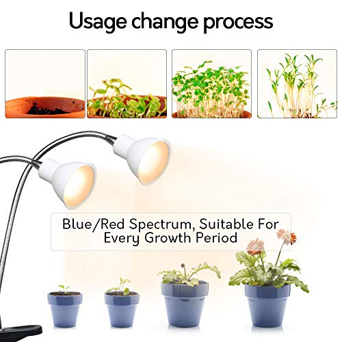 ACKE-Grow-Light-Plant-Light Sunlike Gooseneck Growing Lamps Dual Head with Clamp for Indoor Plants…