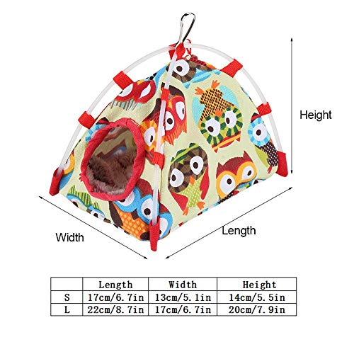 Sheens Parrot Hut Windproof House Bird Hanging Hammock Toy for Parakeet Cockatiel Cockatoo Conure(Owl S)