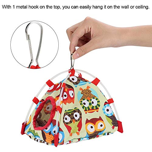 Sheens Parrot Hut Windproof House Bird Hanging Hammock Toy for Parakeet Cockatiel Cockatoo Conure(Owl S)