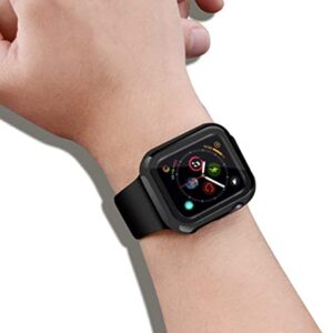 [2 Pack] Compatible for Apple Watch 42mm Series3/2/1 Tempered Glass Screen Protector with Hard Black Case, YMHML Full Coverage Easy Installation Bubble-Free Cover for iWatch Accessories