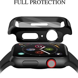 [2 Pack] Compatible for Apple Watch 42mm Series3/2/1 Tempered Glass Screen Protector with Hard Black Case, YMHML Full Coverage Easy Installation Bubble-Free Cover for iWatch Accessories