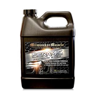 milwaukee muscle car wash - includes one, 50 fl oz bottles of professional ceramic car wash soap - car cleaner for auto, cars, motorcycles, rv's and boats - ph neutral formula - rejuvenates paint and ceramic coating for cars