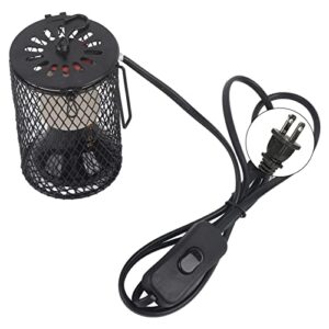 reptile anti-scald lampshade and heat emitter set reptile heat lamp with guard for turtles chicks lizard snake (black)