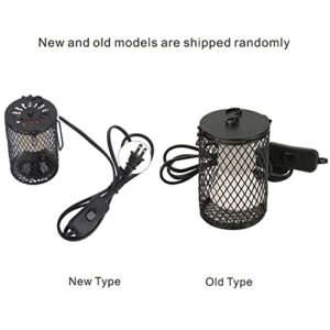 Reptile Anti-Scald Lampshade and Heat Emitter Set Reptile Heat Lamp with Guard for Turtles Chicks Lizard Snake (Black)