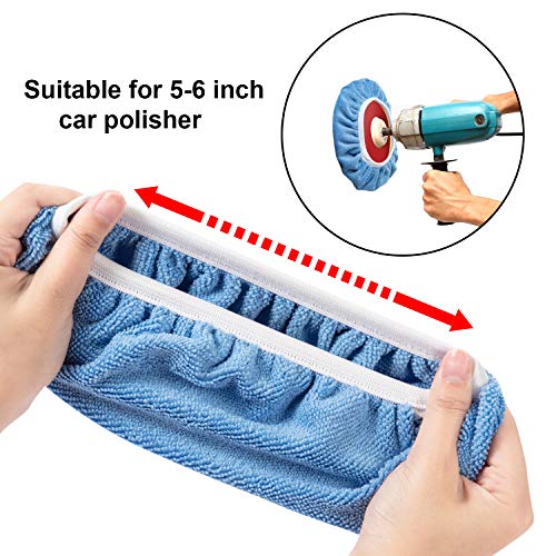 20 Pieces Car Orbital Buffer Polisher Pad Bonnet Microfiber Max Baxer Bonnet Polishing Bonnet Buffing Pad Cover (5-6 Inches)