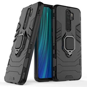 dwaybox case for xiaomi redmi note 8 pro ring holder iron man design 2 in 1 hybrid heavy duty armor hard back case cover compatible with xiaomi redmi note 8 pro 6.53 inch (black)