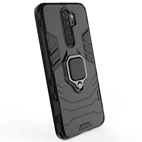 DWAYBOX Case for Xiaomi Redmi Note 8 Pro Ring Holder Iron Man Design 2 in 1 Hybrid Heavy Duty Armor Hard Back Case Cover Compatible with Xiaomi Redmi Note 8 Pro 6.53 Inch (Black)